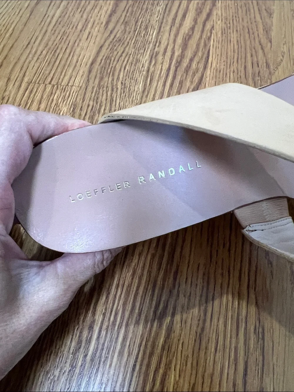 Loeffler Randall Neutral Double-Strap Wooden Wedge Slides Size 10
